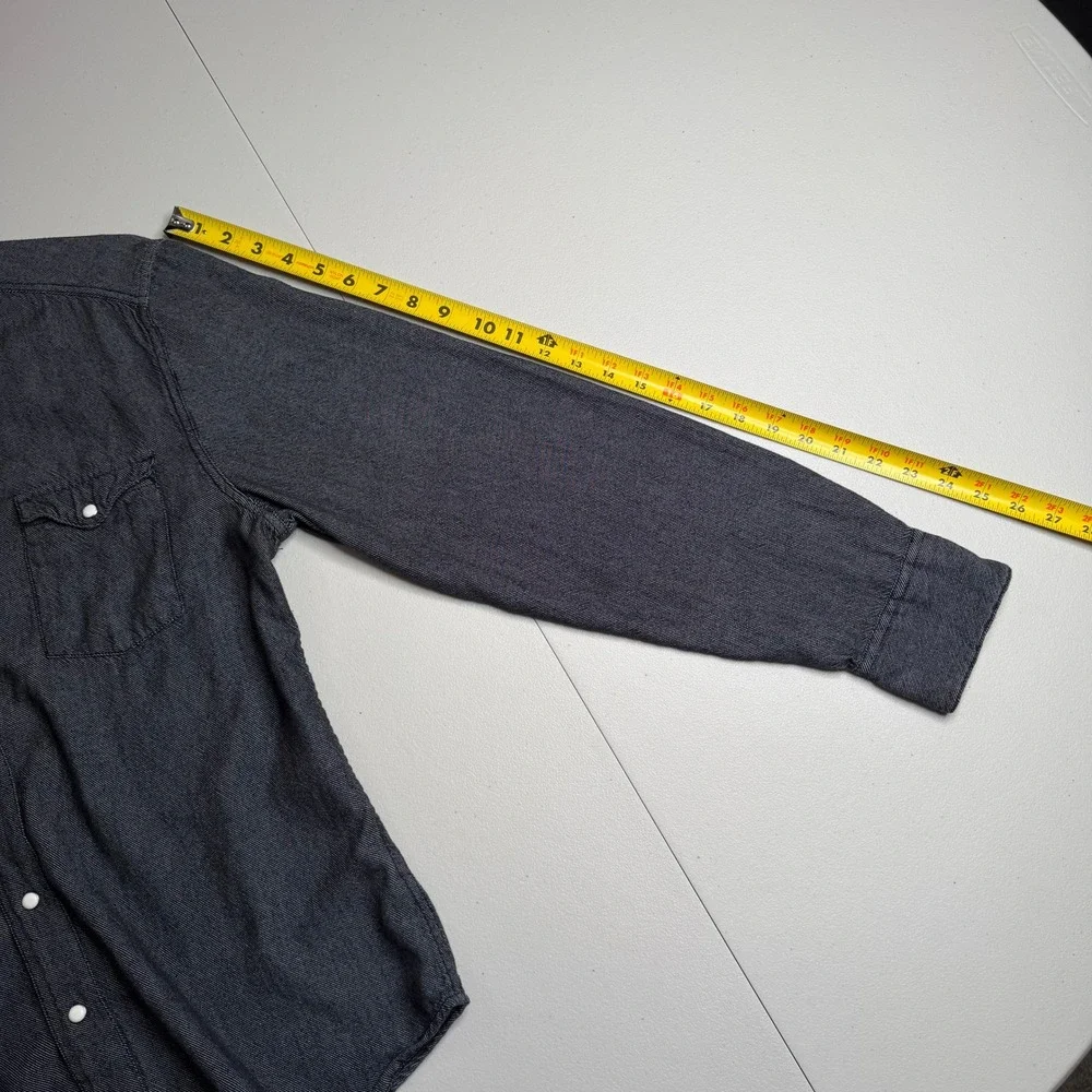 Levis Mens Large Dark Gray Pearl Snap Western Shirt Long Sleeve Cotton